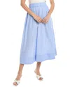 Ellen Tracy Cotton Poplin Skirt In Blue
