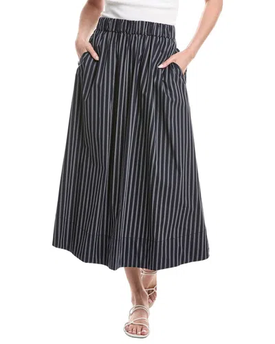 Ellen Tracy Pull-on Maxi Skirt In 412-navy/white Stripe