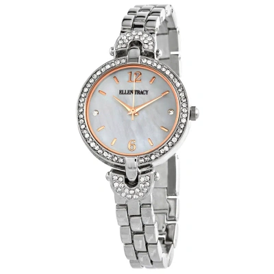 Ellen Tracy Quartz Crystal Mother Of Pearl Dial Ladies Watch Et5369sl In White