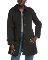 Ellen Tracy Quilted Classic Trench Coat In Black