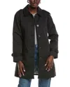 Ellen Tracy Quilted Classic Trench Coat In Black