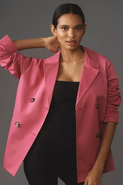 Ellen Tracy Relaxed Trench Coat Jacket In Pink