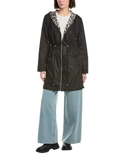 Ellen Tracy Reversible Rain Jacket In Black