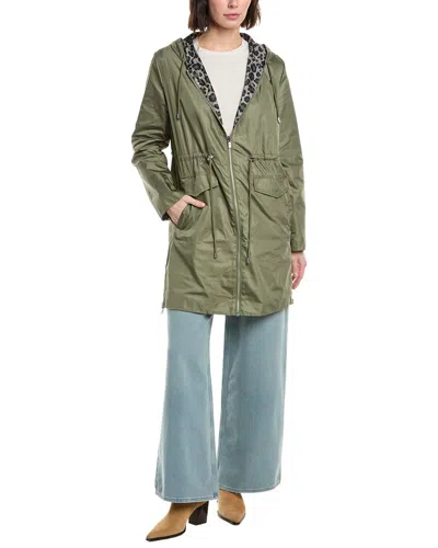 Ellen Tracy Reversible Rain Jacket In Green