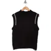 Ellen Tracy Rhinestone Embellished Sweater Vest In Black