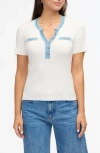 Ellen Tracy Ribbed Knit Top In Marshmallow