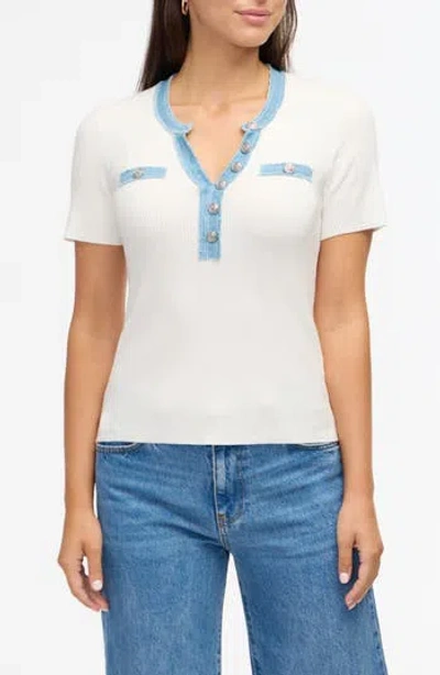 Ellen Tracy Ribbed Knit Top In Marshmallow