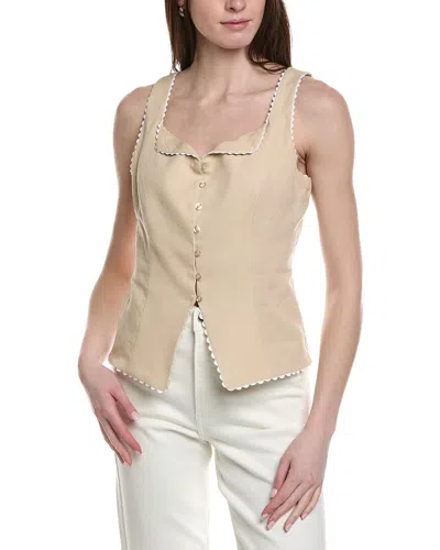 Ellen Tracy Ric Rac Linen-blend Tank In Neutral