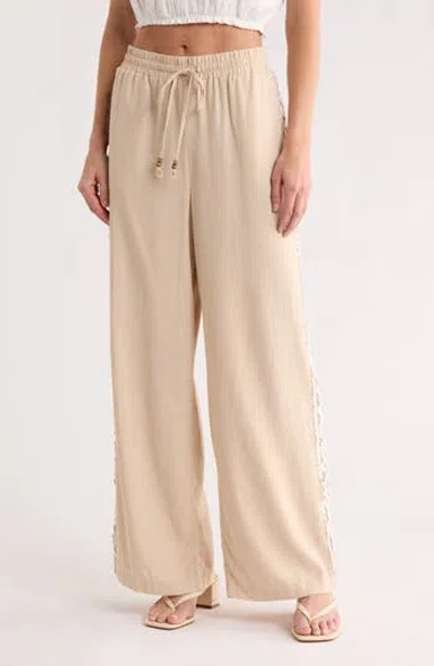 Ellen Tracy Rickrack Stripe Wide Leg Pants In Pink