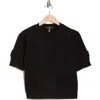 Ellen Tracy Rosette Short Sleeve Sweater In Black