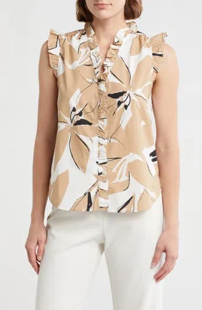 Ellen Tracy Ruffle Cotton Top