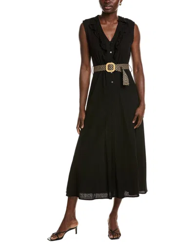 Ellen Tracy Ruffle Linen-blend Maxi Dress
