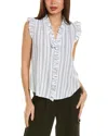 ELLEN TRACY ELLEN TRACY RUFFLE LINEN-BLEND TOP