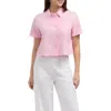 Ellen Tracy Ruffle Sleeve Button Front Shirt In Flamingo Pink