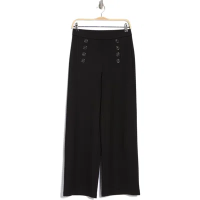 Ellen Tracy Sailor Button Wide Leg Pants In Black
