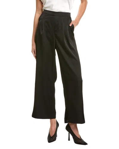 Ellen Tracy Satin Pleated Wideleg Pant In Black