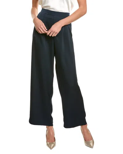 Ellen Tracy Satin Pleated Wideleg Pant In Navy