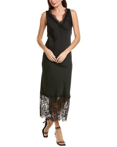 Ellen Tracy Satin V-neck Lace Trimmed Dress In Animal Print