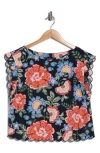 Ellen Tracy Scalloped Crop Tank In Multi