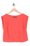 Ellen Tracy Scalloped Crop Tank In Orange