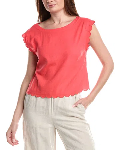 Ellen Tracy Scalloped Trim Top In Orange