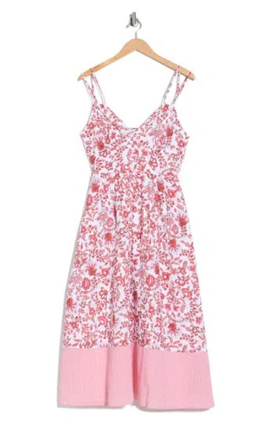 Ellen Tracy Seersucker Strappy Dress In Pink