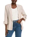 Ellen Tracy Shawl Lapel Linen-blend Blazer In Neutral