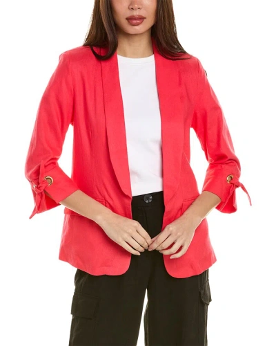 Ellen Tracy Shawl Lapel Linen-blend Blazer In Pink