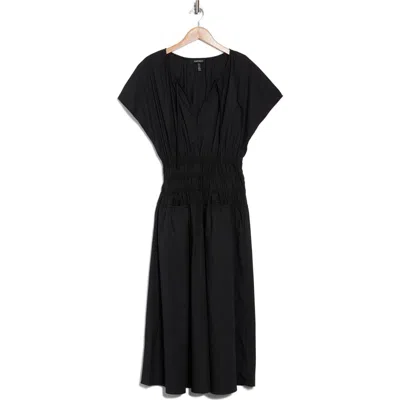 Ellen Tracy Shirred Waist Fit And Flare Dress In Black