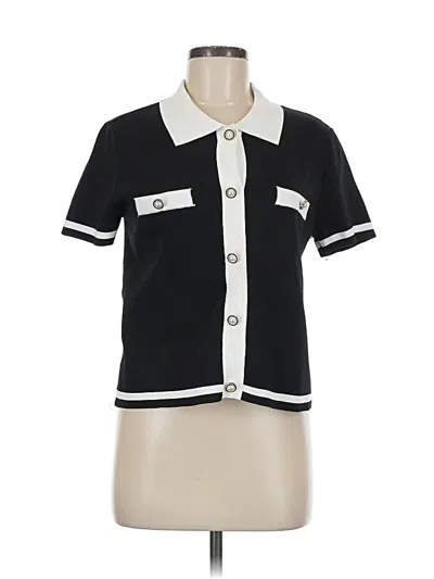 Pre-owned Ellen Tracy Short Sleeve Blouse In Black