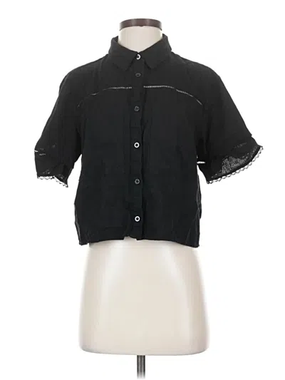 Pre-owned Ellen Tracy Short Sleeve Blouse In Black