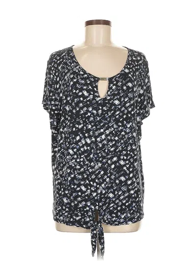Pre-owned Ellen Tracy Short Sleeve Blouse In Blue