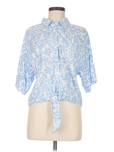 Ellen Tracy Short Sleeve Blouse In Blue