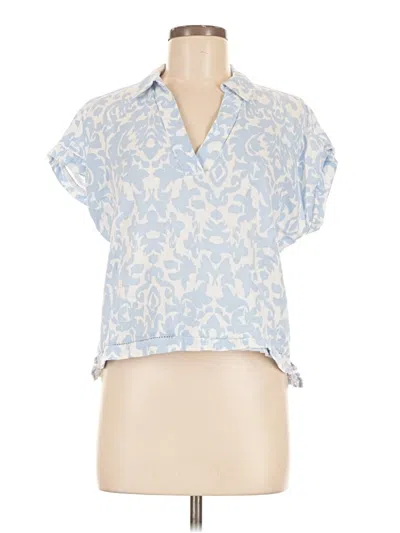 Pre-owned Ellen Tracy Short Sleeve Blouse In Blue
