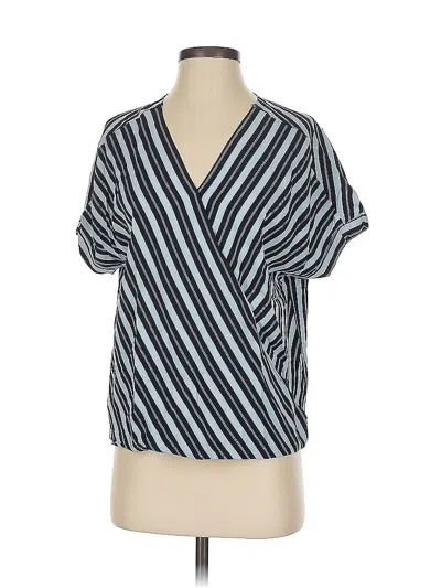 Pre-owned Ellen Tracy Short Sleeve Blouse In Blue