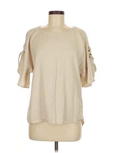 Pre-owned Ellen Tracy Short Sleeve Blouse In Brown