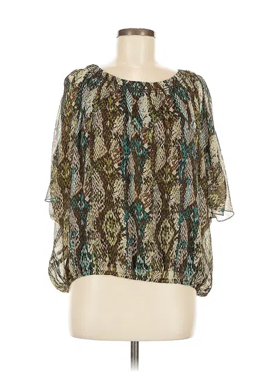 Pre-owned Ellen Tracy Short Sleeve Blouse In Green