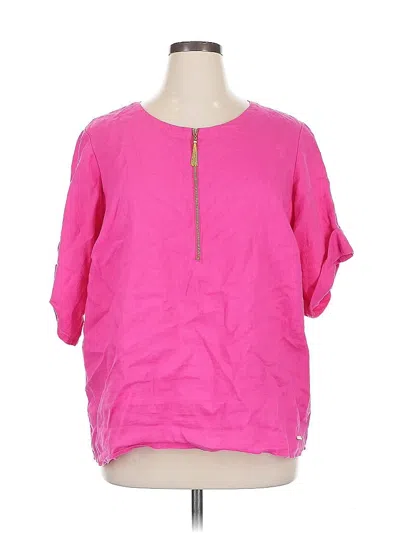 Pre-owned Ellen Tracy Short Sleeve Blouse In Pink