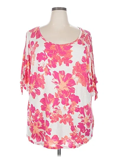 Pre-owned Ellen Tracy Short Sleeve Blouse In Pink