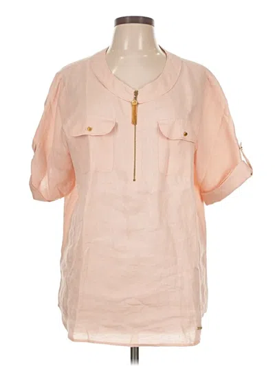Pre-owned Ellen Tracy Short Sleeve Blouse In Pink