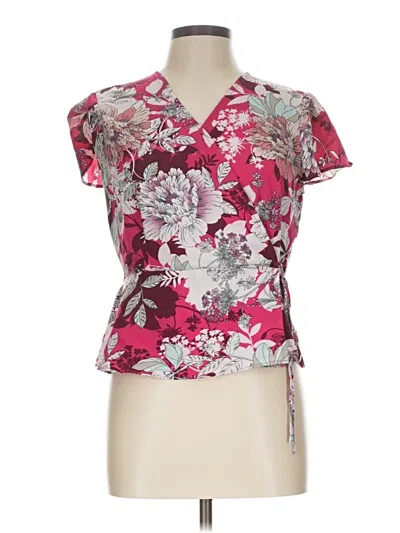 Pre-owned Ellen Tracy Short Sleeve Blouse In Pink