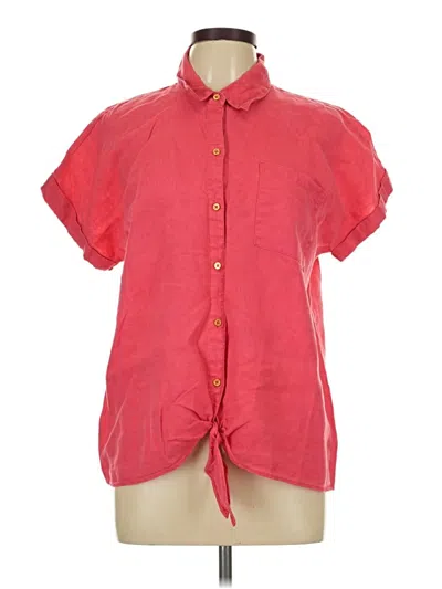 Pre-owned Ellen Tracy Short Sleeve Blouse In Red
