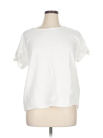 Pre-owned Ellen Tracy Short Sleeve Blouse In White