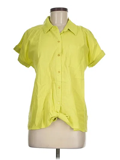 Pre-owned Ellen Tracy Short Sleeve Blouse In Yellow