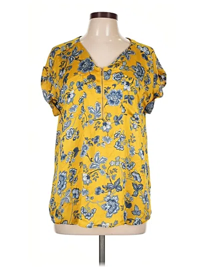 Pre-owned Ellen Tracy Short Sleeve Blouse In Yellow