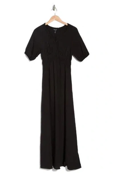 Ellen Tracy Short Sleeve Empire Waist Maxi Dress In Black