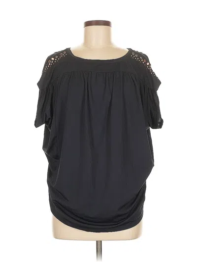 Pre-owned Ellen Tracy Short Sleeve Top Black Cold Shoulder Neckline Tops