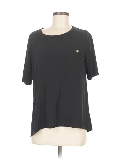 Pre-owned Ellen Tracy Short Sleeve Top Black Crew Neck Tops