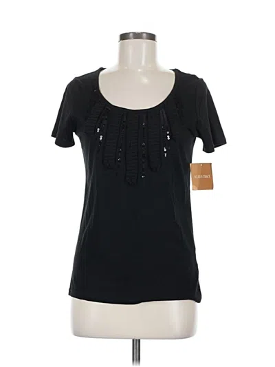 Ellen Tracy Short Sleeve Top Black Scoop Neck Tops