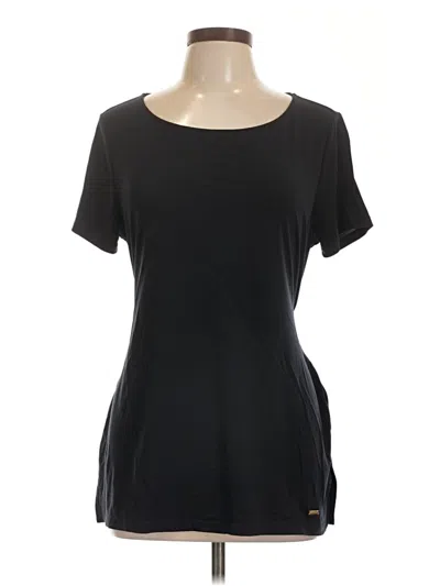 Pre-owned Ellen Tracy Short Sleeve Top Black Scoop Neck Tops